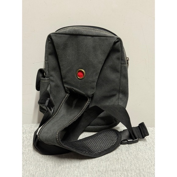 Rare Diesel Men Canvas Sling Bag Crossbody Messenger Travel Utility Black - Picture 2 of 4